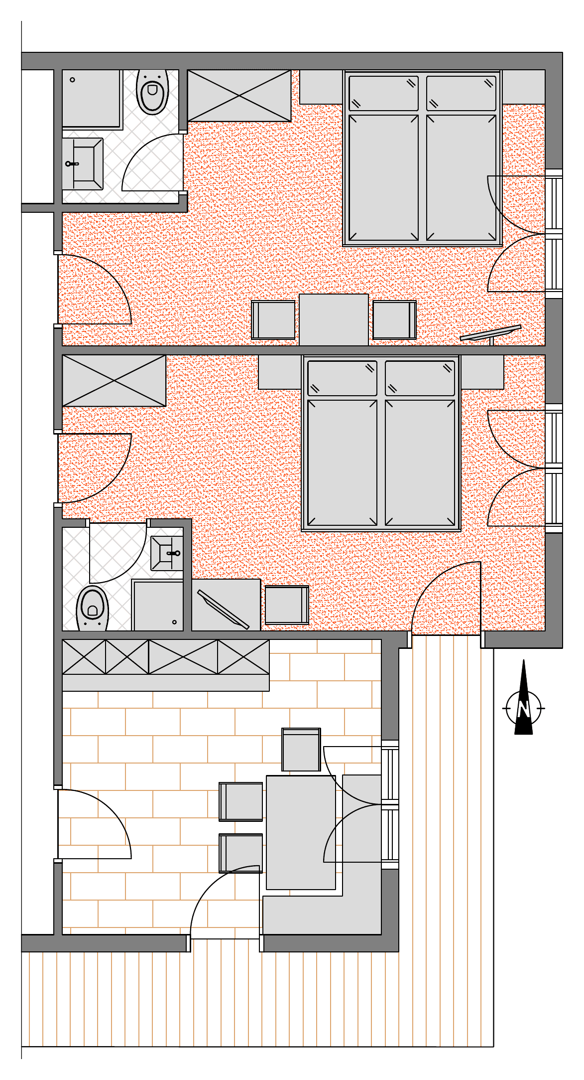 Grundriss der Bergliebe: zwei Doppelzimmer und eine separate Küche in der ersten Etage